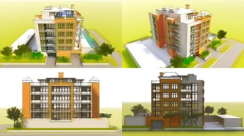 3d illustration. Small functional condominium with its own enclosed area, gar Ilustración de archivo
