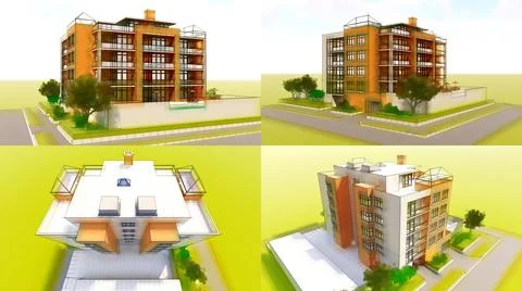 3d illustration. Small functional condominium with its own enclosed area, gar Ilustración de archivo