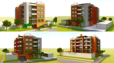 3d illustration. Small functional condominium with its own enclosed area, gar Ilustración de archivo