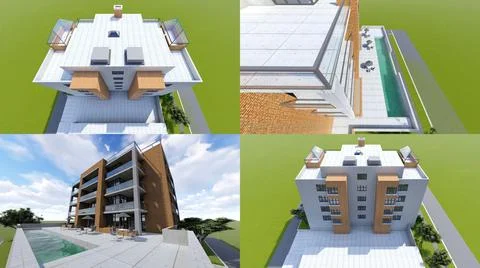 3d illustration. Small functional condominium with its own enclosed area, gar Ilustración de archivo