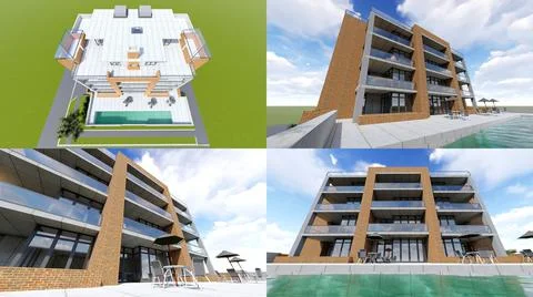 3d illustration. Small functional condominium with its own enclosed area, gar Ilustración de archivo