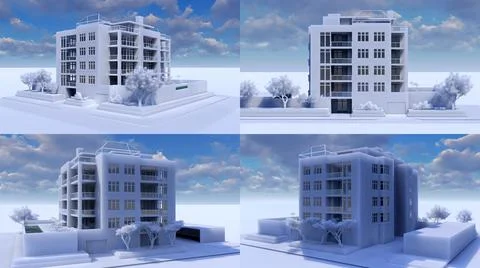 3d illustration. Small functional condominium with its own enclosed area, gar Illustrazione stock