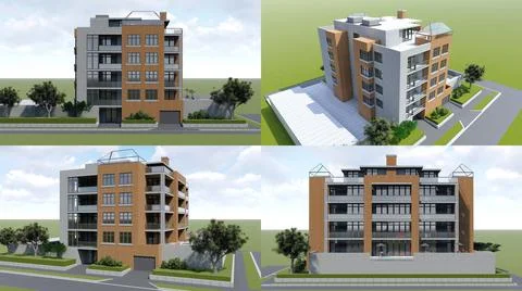 3d illustration. Small functional condominium with its own enclosed area, gar Ilustración de archivo