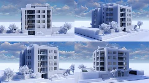 3d illustration. Small functional condominium with its own enclosed area, gar Ilustración de archivo