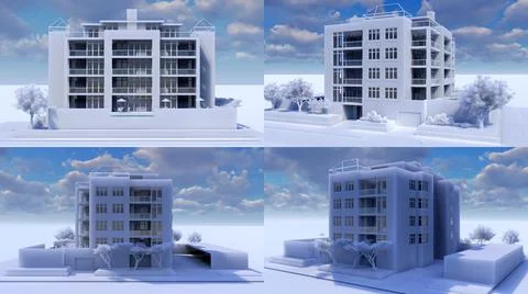 3d illustration. Small functional condominium with its own enclosed area, gar Ilustración de archivo