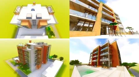 3d illustration. Small functional condominium with its own enclosed area, gar Ilustración de archivo