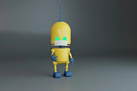 3D illustration with a small robot Stock Illustration