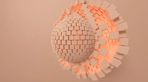 3D Illustration. A small sphere is being transformed into a bigger one. 스톡 일러스트