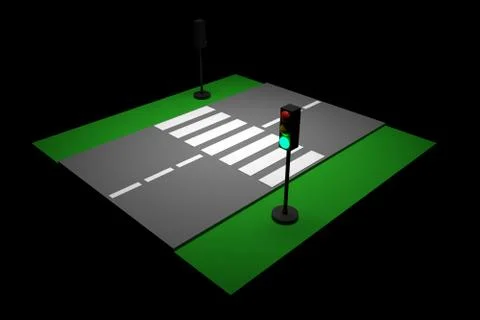3d illustration of a small urban stretch of road with a motor road and markin Stock Illustration