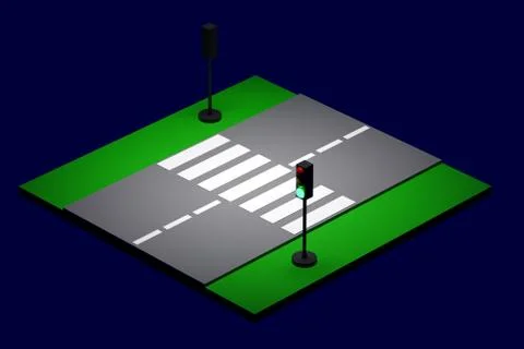 3d illustration of a small urban stretch of road with a motor road and markin Stock Illustration