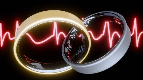 3d illustration of smart ring and heart rate イラスト素材