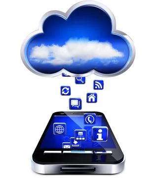 3D illustration of a smartphone and cloud concept Illustrazione stock