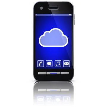3D illustration of a smartphone and cloud computing Stock Illustration