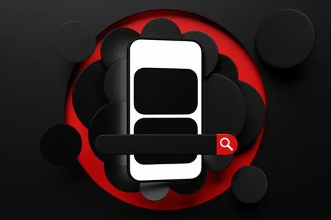 3d illustration of a smartphone with an open browser tab on the screen. Inter Stock Illustration
