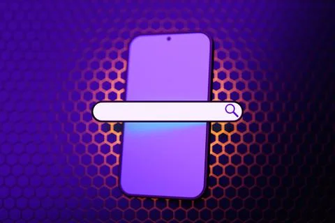 3d illustration of a smartphone with an open browser tab on the screen. Inter Stock Illustration