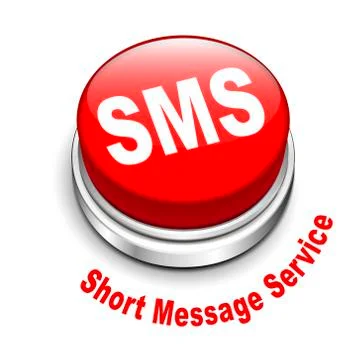 3d illustration of sms ( short message service ) button Stock Illustration