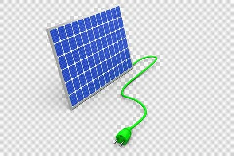 3d illustration of solar panel with green cable Stock Illustration