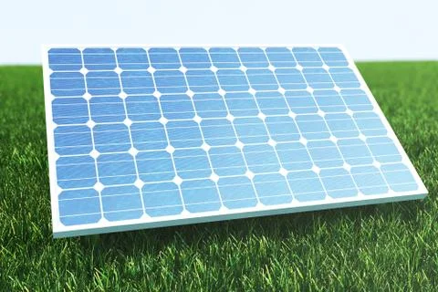 3D illustration solar panels with clouds. Energy and electricity. Alternative Stock Illustration