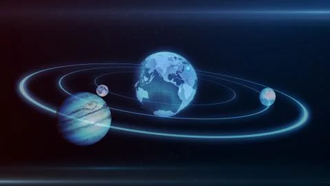 3d illustration of solar system planets and objects in space in triangles 库存插图