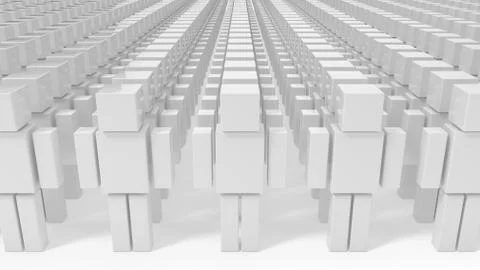 3d illustration of sorted cubic characters. Stock Illustration