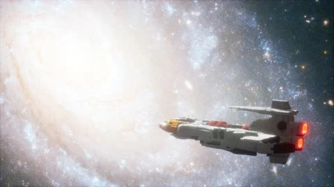 3D illustration of a spaceship in orbit around planet earth 库存影片 129080953