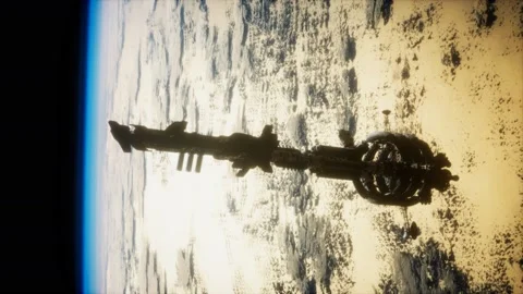3D illustration of a spaceship in orbit around planet earth Video stock 133827193