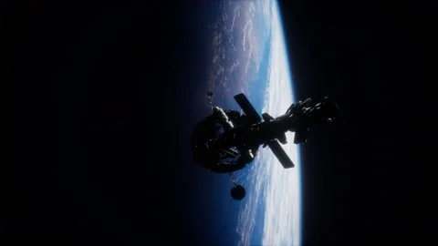 3D illustration of a spaceship in orbit around planet earth Stock Footage 133828674