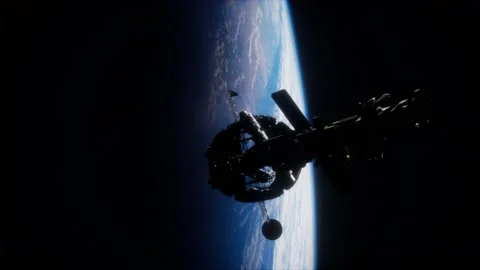 3D illustration of a spaceship in orbit around planet earth Stock Footage 135957861