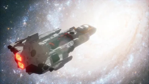 3D illustration of a spaceship in orbit around planet earth Vídeo Stock 138857849