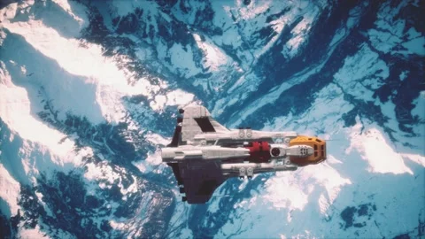 3D illustration of a spaceship in orbit around planet earth Stock Footage 140484268