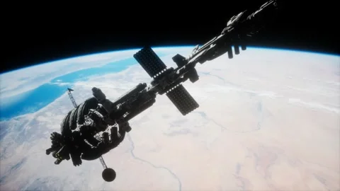 3D illustration of a spaceship in orbit around planet earth Stock-Footage 240946557
