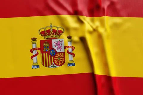 3D illustration of Spain national developing flag. Country symbol. Stock Illustration