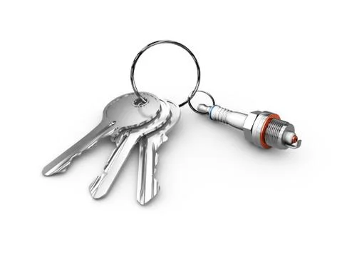 3d illustration of spark plug with keys Stock Illustration
