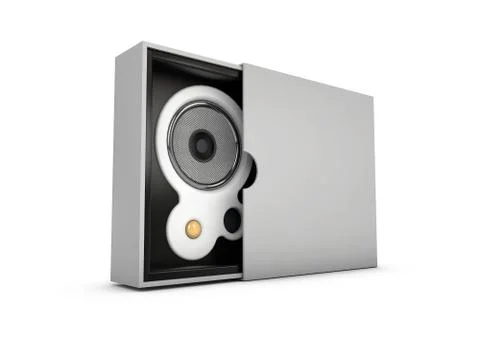 3d illustration of Speaker in the box. isolated white Stock Illustration