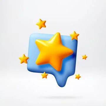 3d illustration of speech bubble with yellow star. 스톡 일러스트