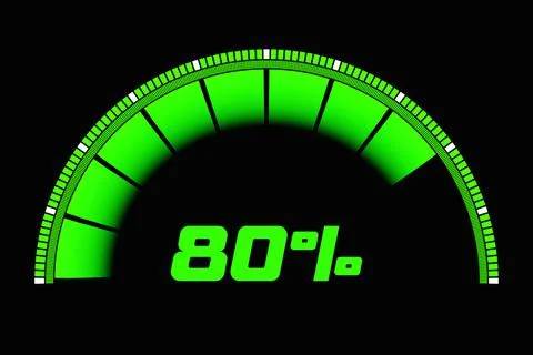 3d illustration of speed measuring speed icon.  Green  speedometer icon, spee Stock Illustration