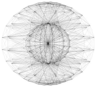 3D illustration of sphere connection structure on white background. Stock Illustration