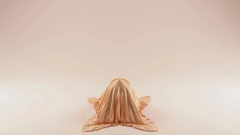 3d illustration of sphere covered in beige silk fabric, isolated on pastel Stock Illustration