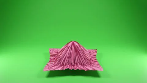 3d illustration of a sphere covered in pink silk fabric, isolated on a green Stock Illustration