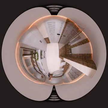 3d illustration spherical 360 degrees seamless bathroom panorama Stock Illustration