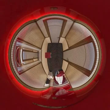 3d illustration spherical 360 degrees panorama of hall hotel Stock Illustration