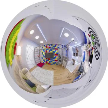 3d illustration spherical 360 seamless panorama of children's room Stockillustratie