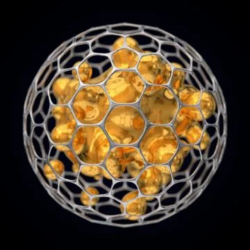 3d illustration of spherical graphene structure. Stock Illustration