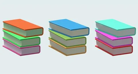3D illustration stack of books symbol icon 스톡 일러스트