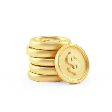 3d illustration of stack dollar coins Stock Illustration