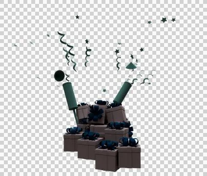 3d illustration of stack of gift boxes with ribbon bows Stock Illustration