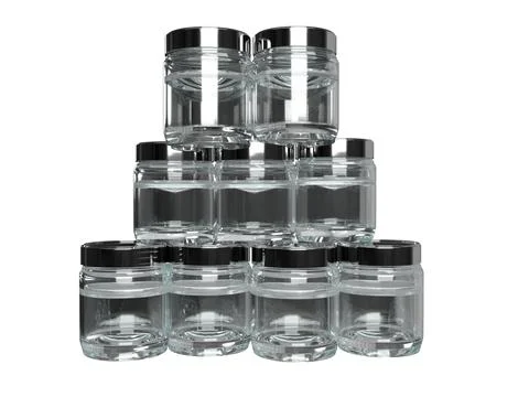 3D Illustration Stack of Glass Jars - White Background Stock Illustration