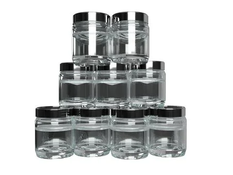 3D Illustration Stack of Glass Jars - White Background Stock Illustration
