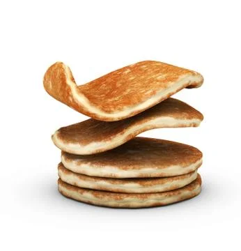 3d Illustration of Stack of pancakes, isolated white. Stock Illustration