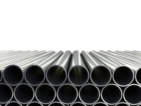 3d illustration of a stack of pipes isolated on white Stock Illustration